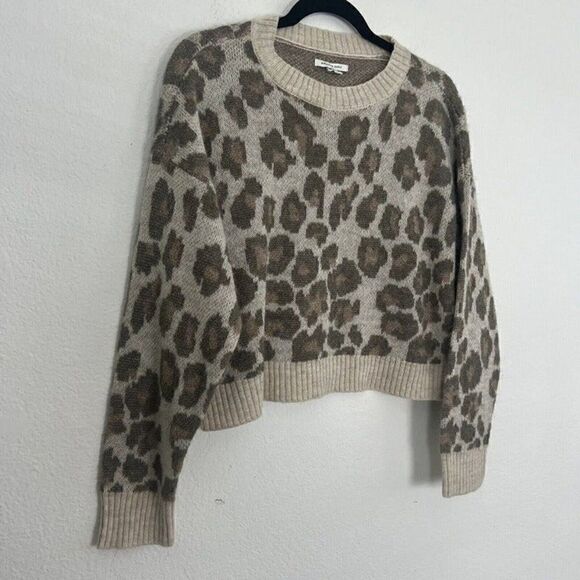 American Eagle Womens Cheetah Leopard Print Wool Blend Knit Crewneck Sweater XS - Picture 7 of 11